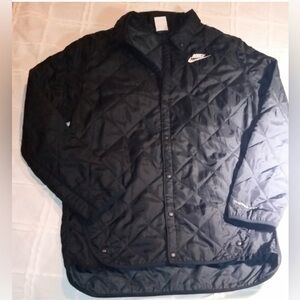 Youth Nike Black Quilted Jacket with White Logo